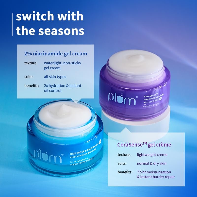 Plum 2% Niacinamide & Rice Water Superlight Gel Cream Moisturizer for Face | Oil-Free Hydration  | All Skin Types | Women & Men | 100% Vegan | 50 g thumbnail