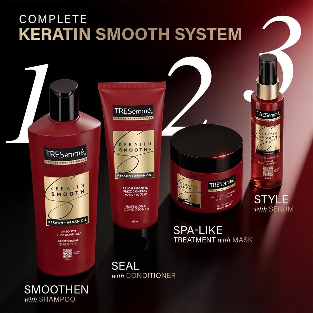 TRESemmé Keratin Smooth Anti Frizz Conditioner 335ml | 72H Frizz Control with Keratin Protein & Argan Oil | Paraben Free Hair Conditioner for Dry Frizzy Hair thumbnail