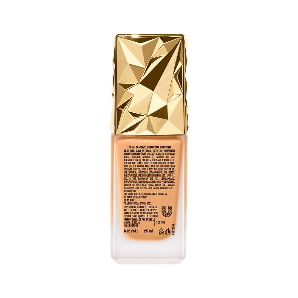 LAKME Be-Jewel Luminous Skin Tint, 25ml, for Radiant, Smooth and Luminous Finish, with Light-Reflecting Polymers, 24HR Filter-Like Wear, Foundation for Women Dry Skin, for Women- Warm Crème thumbnail
