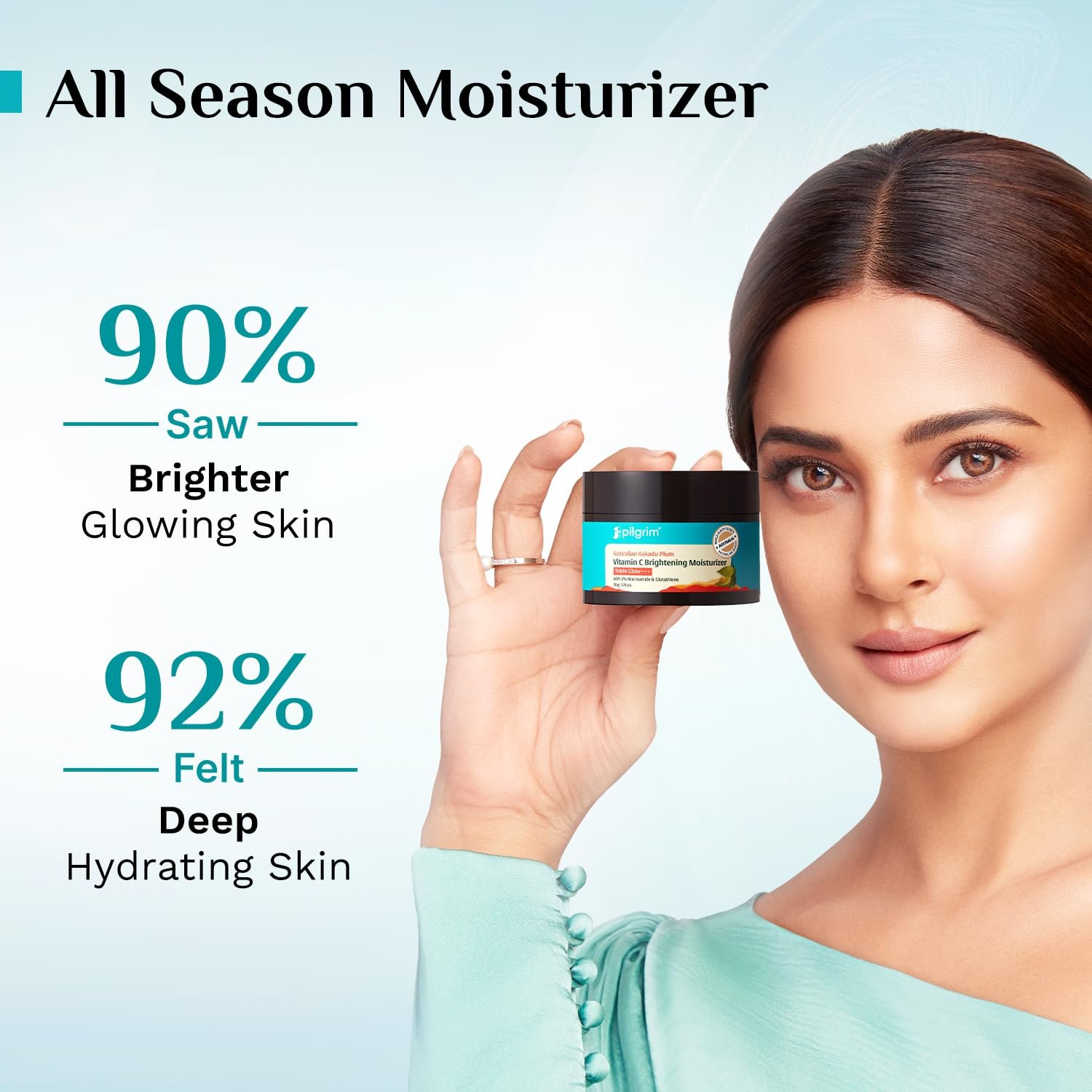 Pilgrim Vitamin C Face Moisturizer with 3% Niacinamide & Glutathione - 50g Dark Spots & Triple Glow with Kakadu Plum, Fades Dark Spots & Pigmentation, Evens Skin Tone, Deeply Hydrates, All S thumbnail