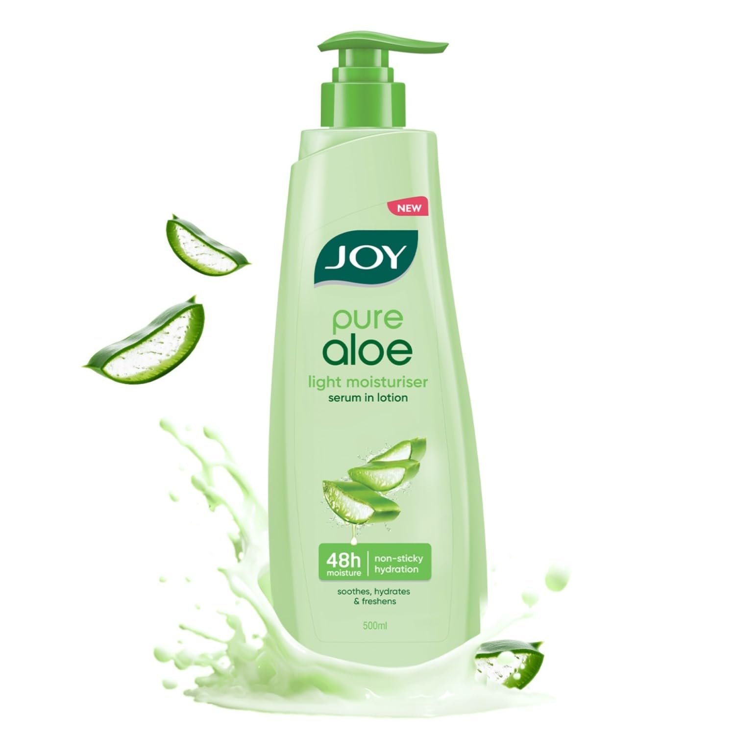 Joy Pure Aloe Light Moisturizing Body Lotion 500ml | 48Hr Moisture for Men & Women | Soothes, Hydrates & Freshens Dry Skin | Ideal for Winter | Lightweight, NonSticky & Non-Greasy |