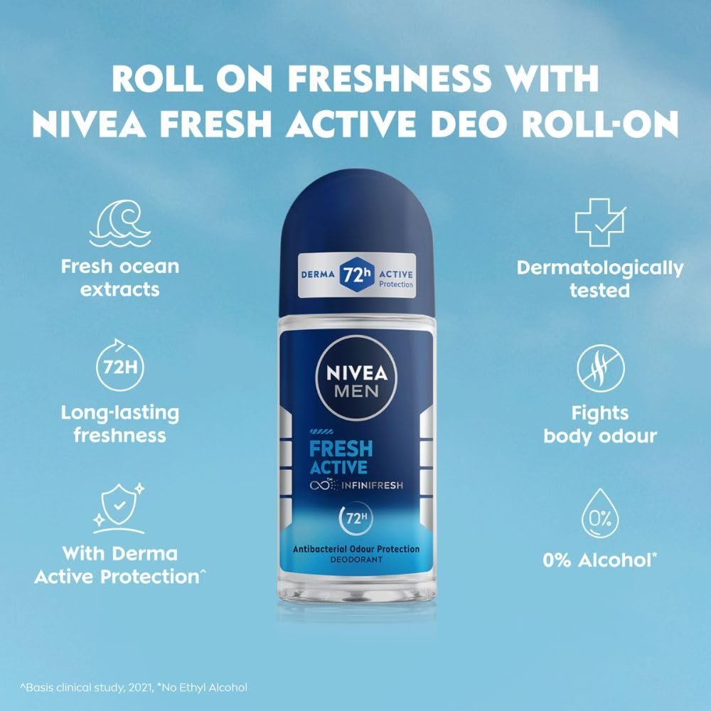 NIVEA MEN Fresh Active Deo Underarm Roll On 50ml thumbnail
