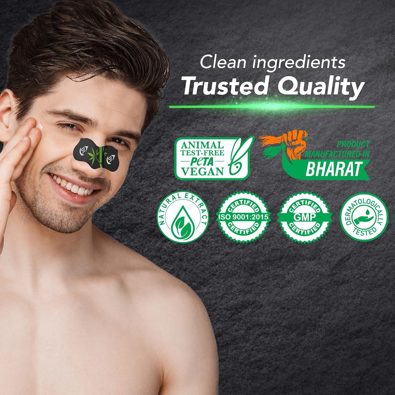 DR.RASHEL Beauty Elixirs Bamboo Charcoal Nose Pore Strips for Blackhead Removal, Activated Charcoal Deep Cleansing & Oil Control, Painless Pore Care for Men & Women,(10 Strips + 10 Cleansing thumbnail