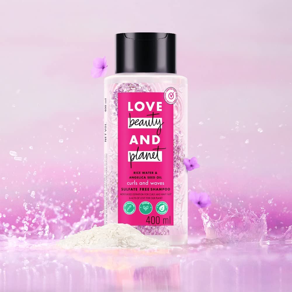 Love Beauty And Planet Rice Water & Angelica Seed Oil Silicone-Free Curl & Waves Shampoo|| No Parabens|| No Sulfates|| Angelica Essential Oil|| 400ml thumbnail