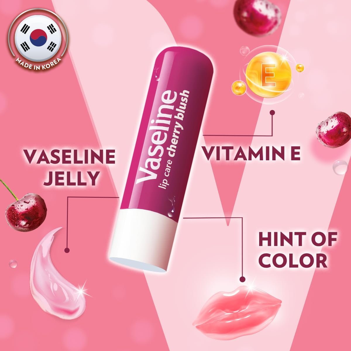 Vaseline Lip Care | Cherry Blush Tinted Lip Balm Stick | up to 48Hr moisturization | with petroleum jelly & Vitamin E | made in South Korea | 4.8g thumbnail