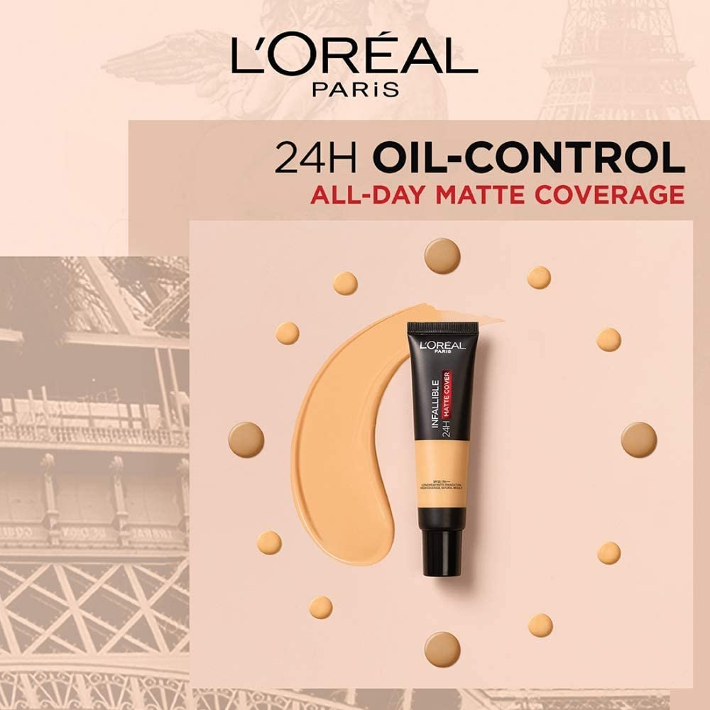 L'Oréal Paris Liquid Foundation, Waterproof, Sweatproof and Heatproof, Oil-Control, Infallible 24H Matte Cover, 250 Radiant Sand, 35 ml thumbnail
