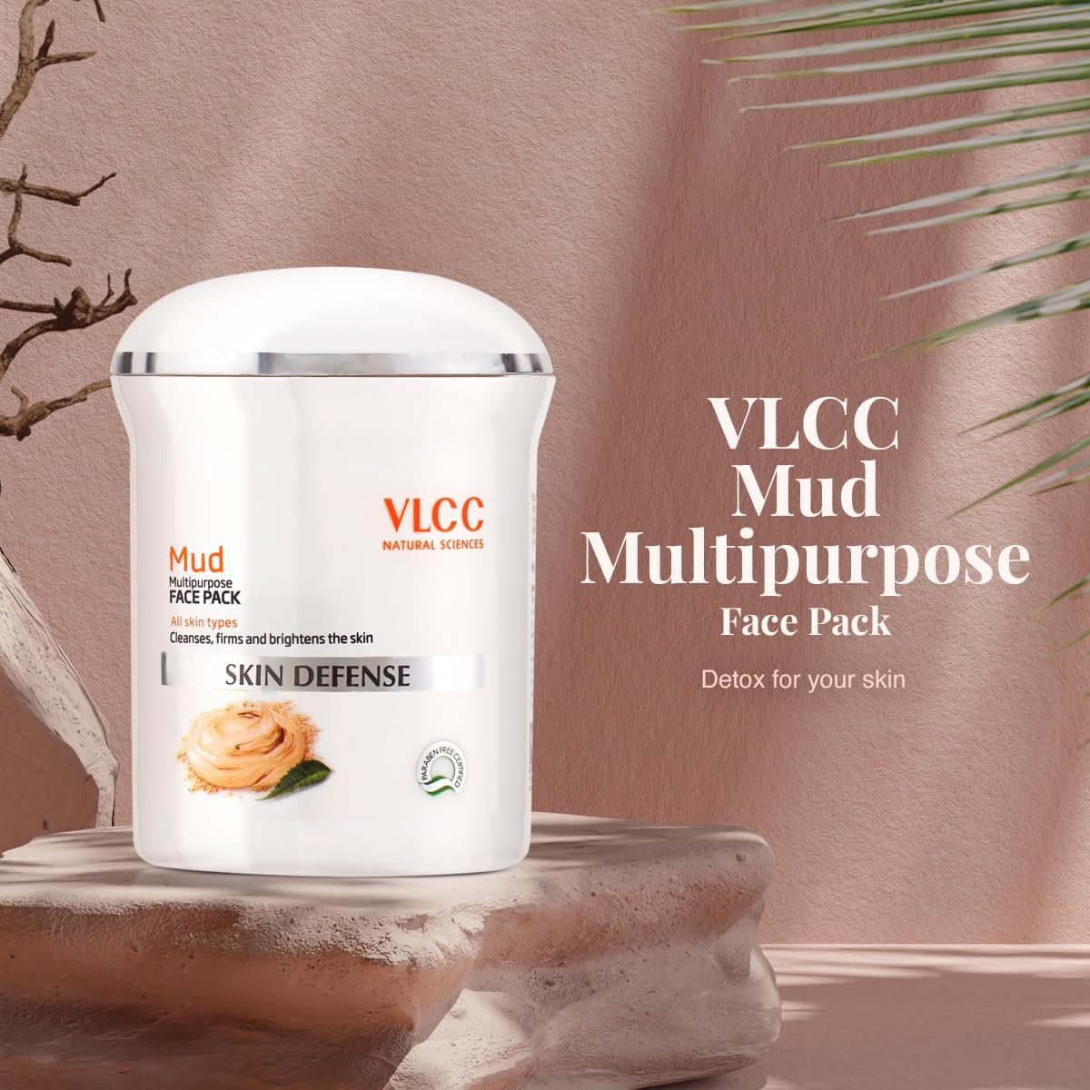 VLCC Skin Defense Mud Face Pack - 70g | Healing & Rejuvenating Mask | Helps Cleanse, Firm & Brighten Skin with Kaolin Clay, Almond & Mint Oil thumbnail