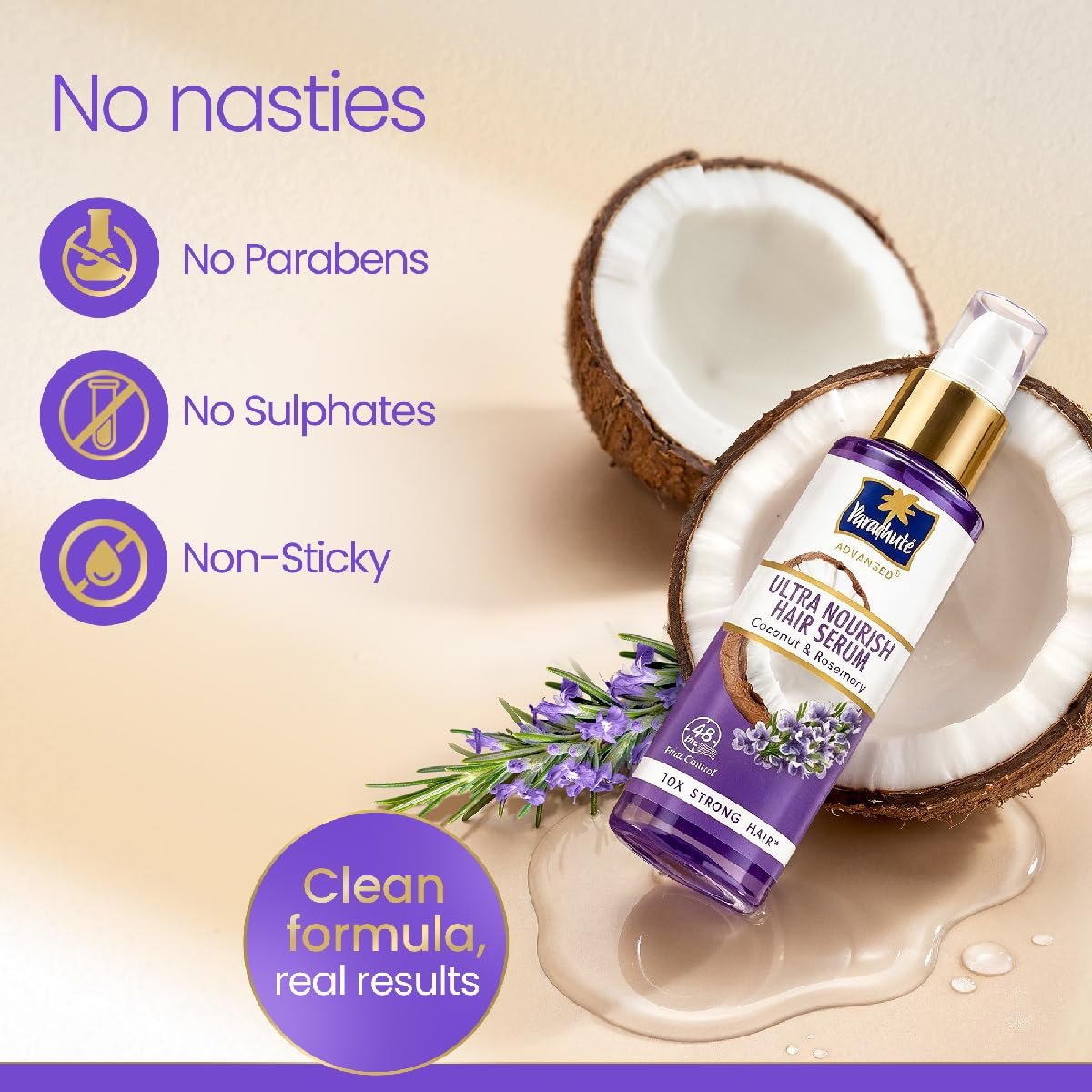 Parachute Advansed Ultra Nourish Hair Serum | Coconut & Rosemary | 48 Hr Frizz Control | 10X Strong Hair | 100ml thumbnail