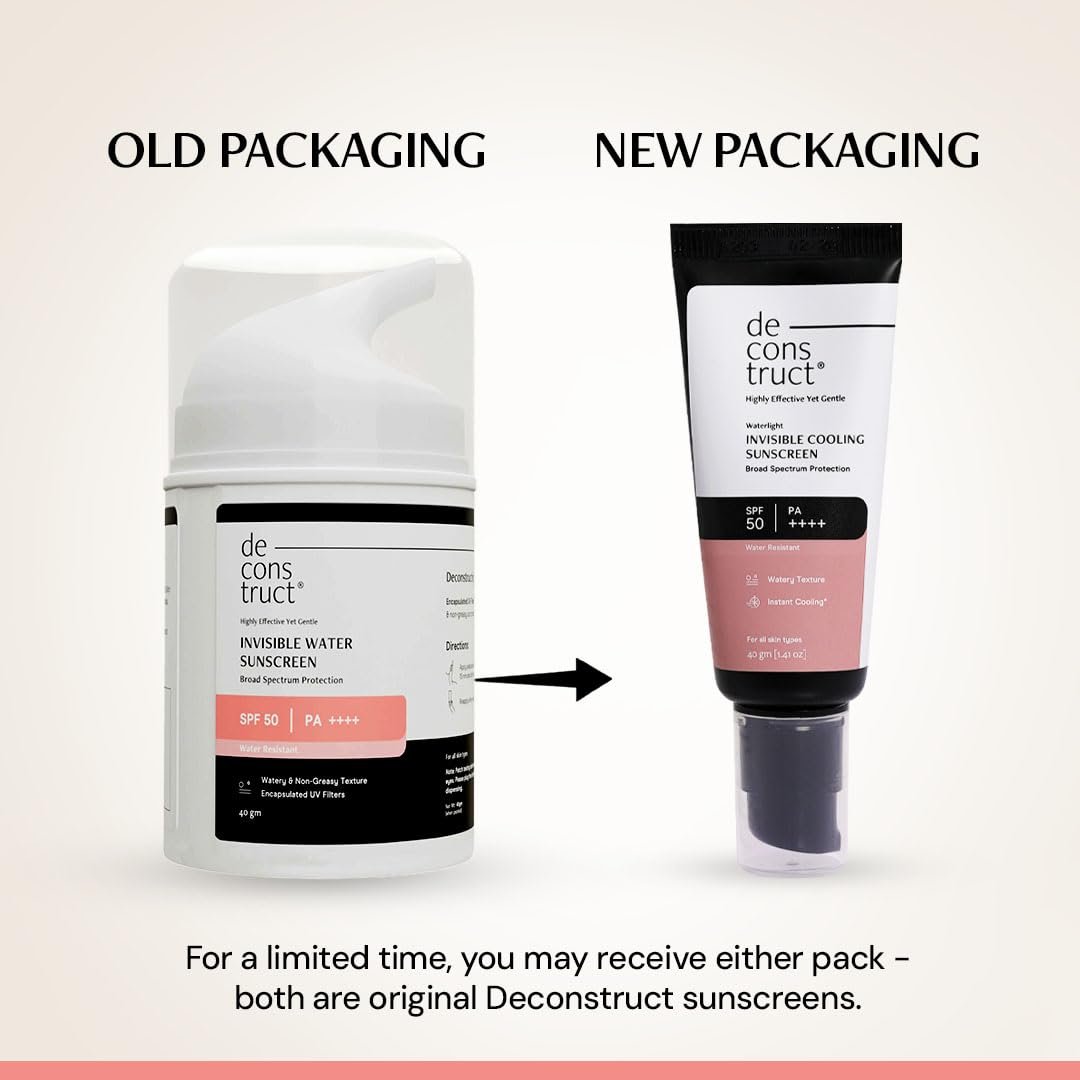 Deconstruct Invisible Water Sunscreen SPF 50 PA+++ | Instant Cooling & Freshness | 8-Hour Long Lasting Sunscreen | Broad Spectrum UVA & UVB Protection | No White Cast |40g thumbnail