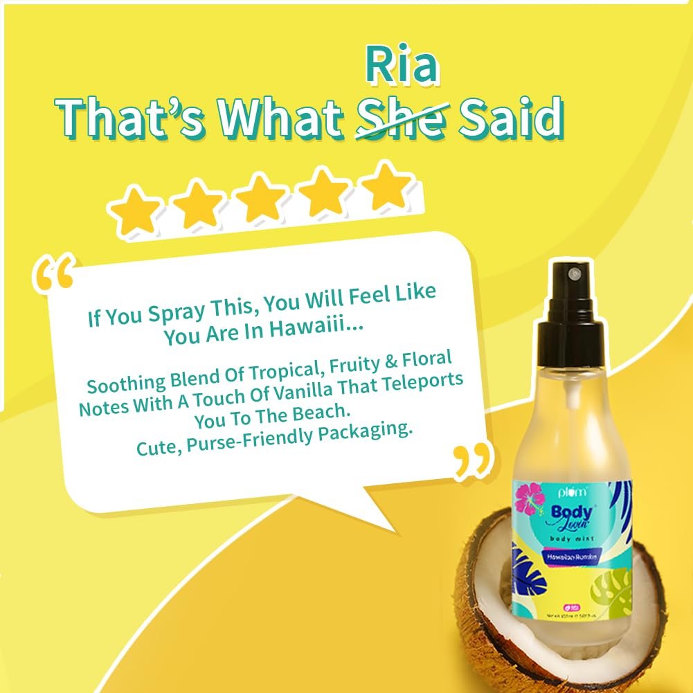 Plum BodyLovin Hawaiian Rumba Body Mist for Women | Refreshing Long Lasting Tropical Fragrance | Perfume Body Spray for Women  150ml thumbnail