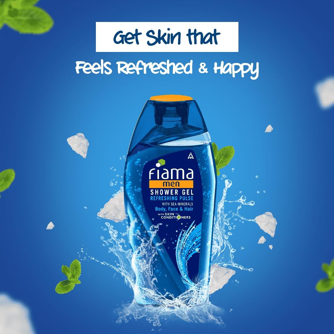 Fiama Men Refreshing Pulse Shower Gel, with skin conditioners & sea minerals for soft & refreshed skin, 250ml bottle thumbnail