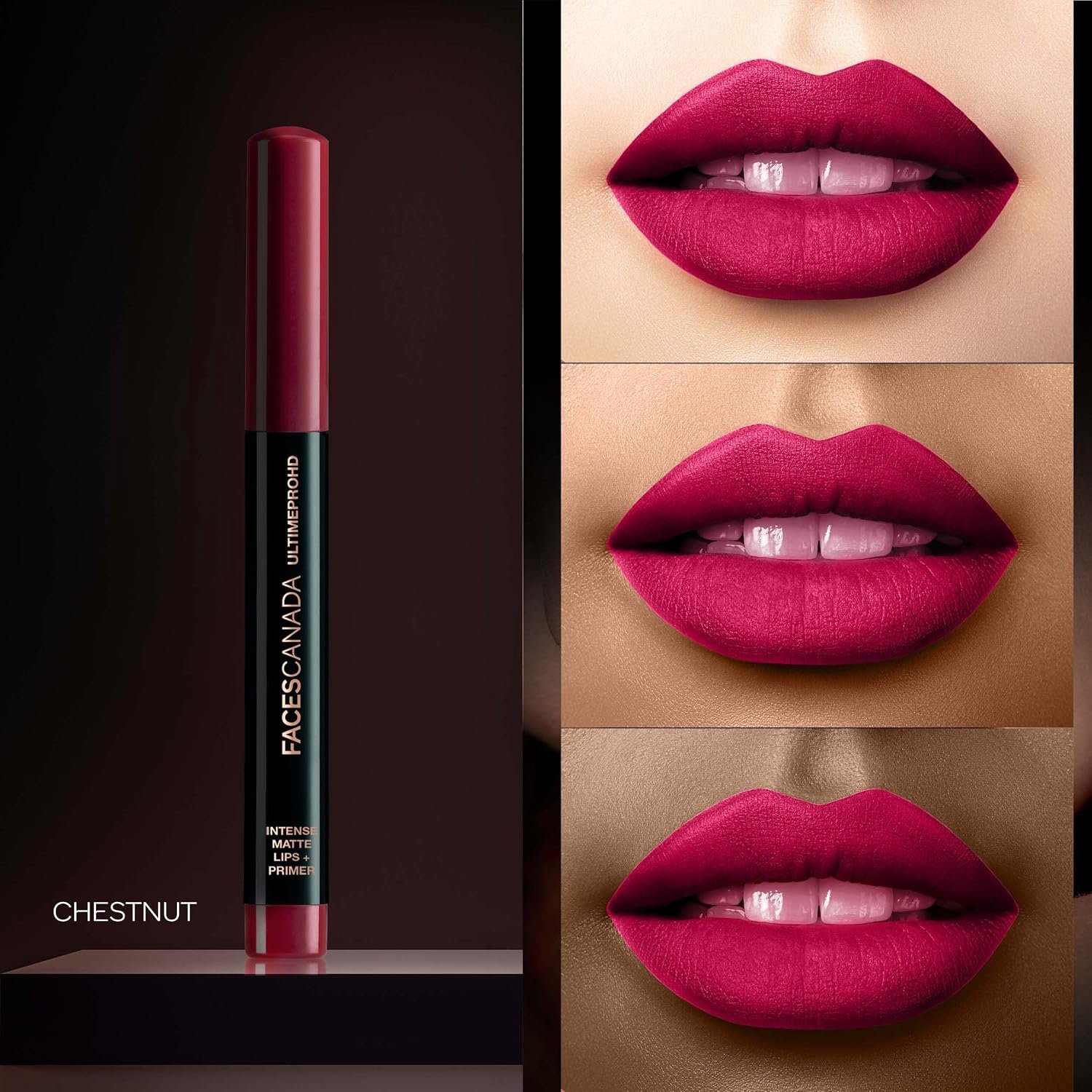 FACES CANADA Ultime Pro HD Intense Matte Lipstick + Primer - Chestnut (Red), 1.4g | 9HR Long Stay | Flawless HD Matte Finish | Intense Color | Lightweight | Smooth Glide | Primer Infused thumbnail