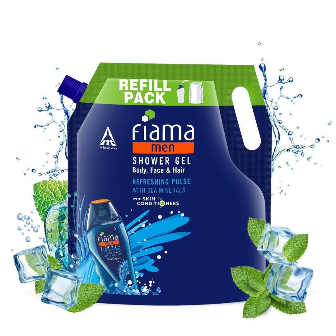Fiama Men Body Wash Shower Gel Refreshing Pulse, 1.4L Body Wash Refill Pack for Men with Skin Conditioners & Sea Minerals for Moisturized Skin, Skin Friendly pH, For All Skin Types thumbnail