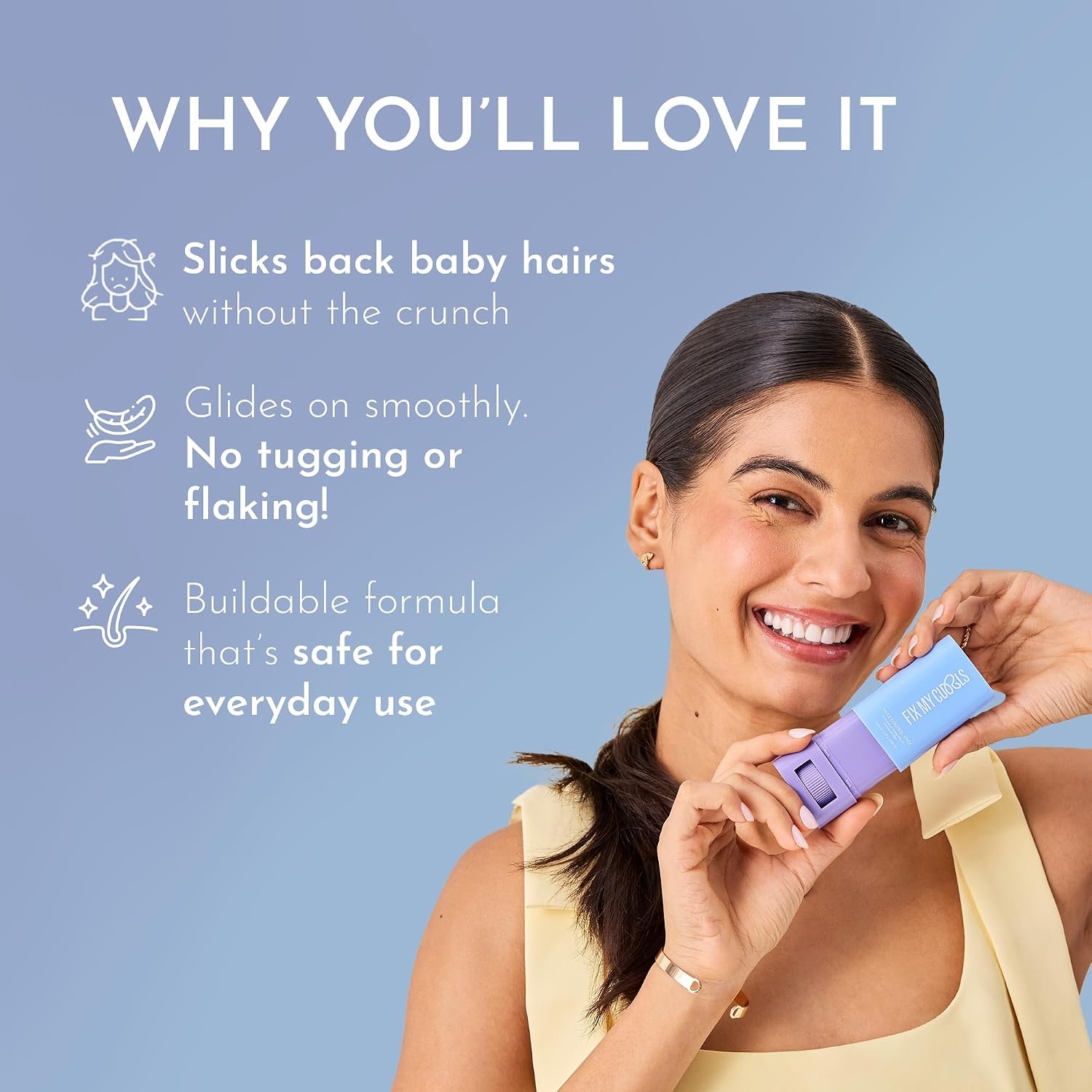 Fix My Curls Frizz Control Stick | Smooths Flyaways | Wax-Free | 15g Tames flyaways and frizz for smooth, polished hair anytime, anywhere. thumbnail