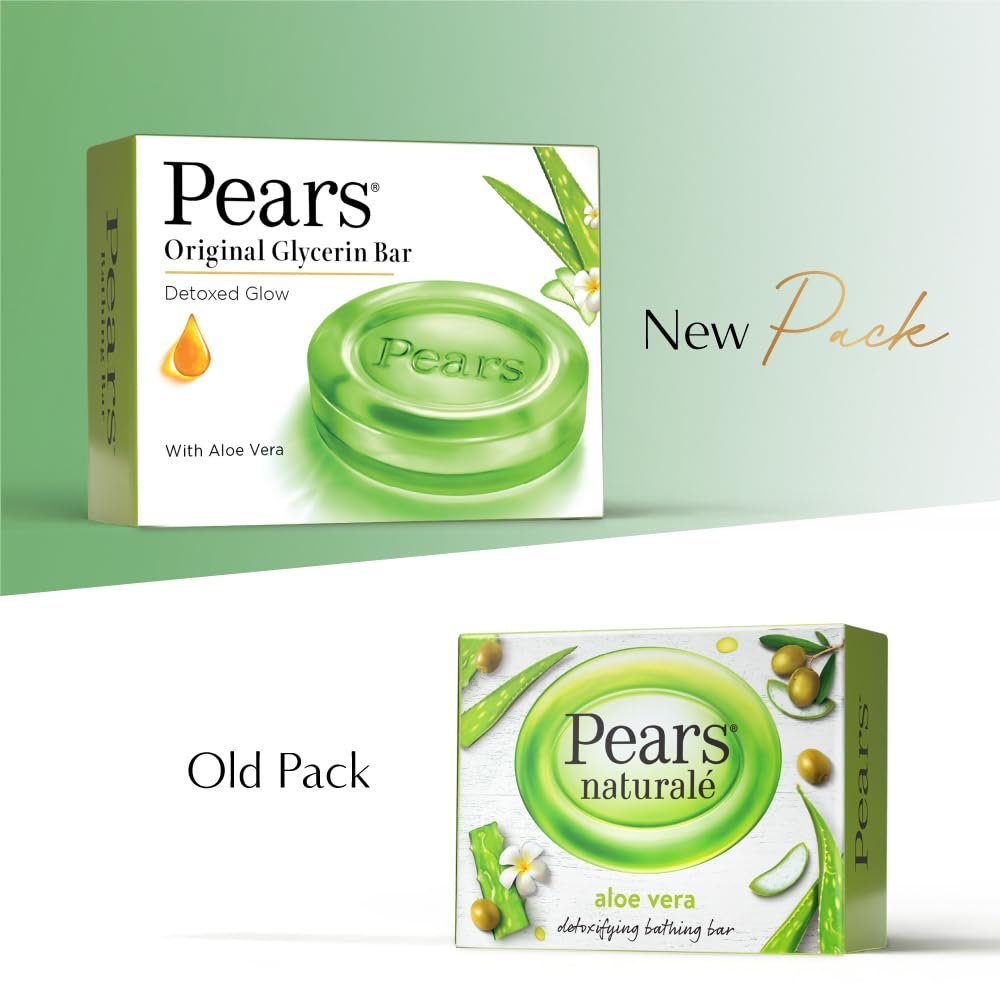Pears Naturalé Aloe Vera Detoxifying Soap Bar | Refreshing Cleansing Bathing Soap for Clean, Soft & Fresh-Looking Skin | Pack of 4 × 125g (500g Total) thumbnail