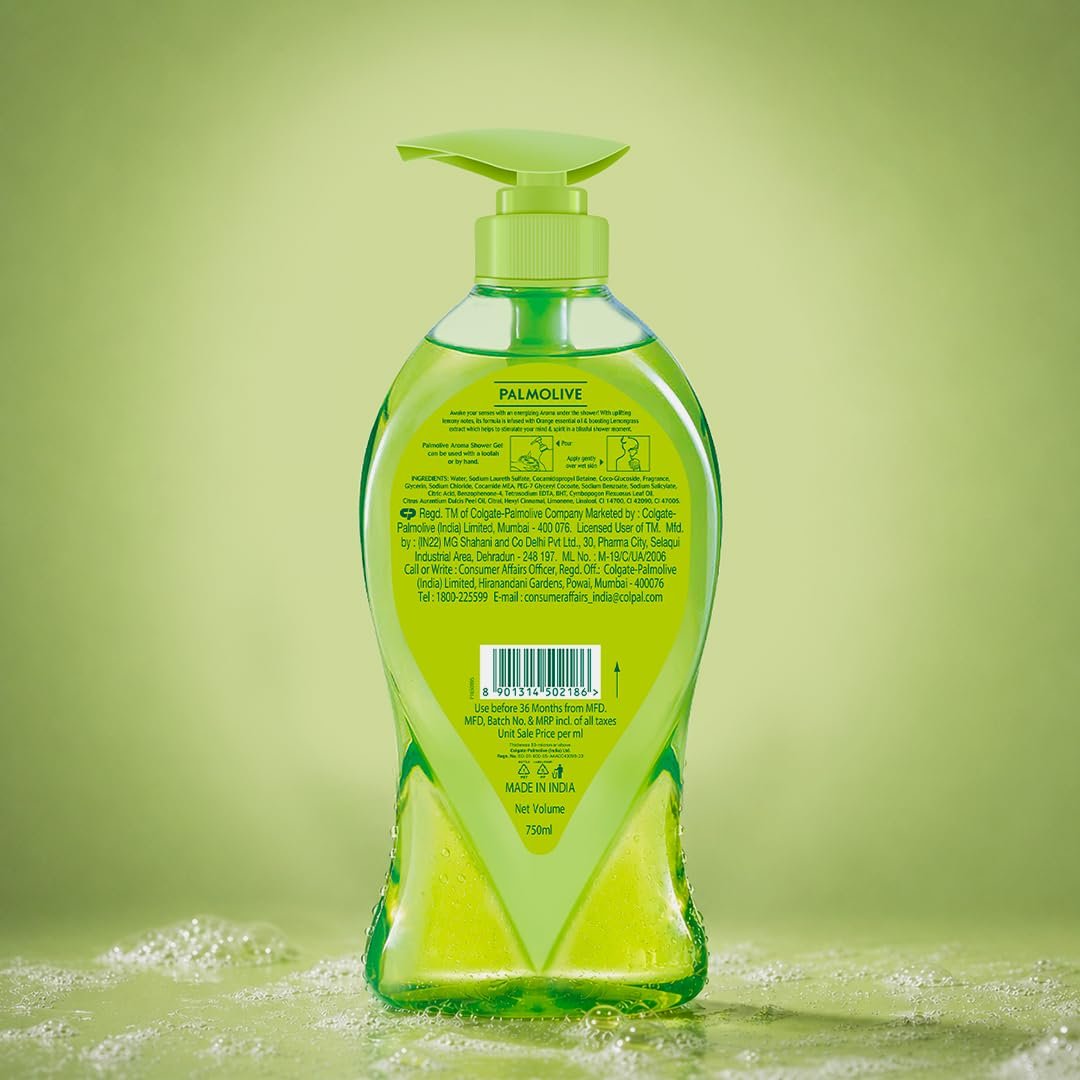 Palmolive Aroma Morning Tonic Body Wash, Gel Based Shower Gel with 100% Natural Citrus Essential Oil & Lemongrass Extracts - pH Balanced, No Parabens, No Silicones, 750ml Pump thumbnail