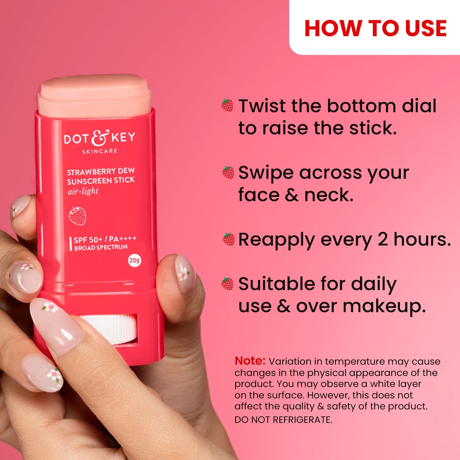 Dot & Key Strawberry Dew SPF 50 Sunscreen Air Light | SPF 50 PA+++ In-Vivo Tested | Broad Spectrum | UVA / UVB Rays Protection | With Hyaluronic & Ceramide for Hydration & Skin Barrier | 20g thumbnail