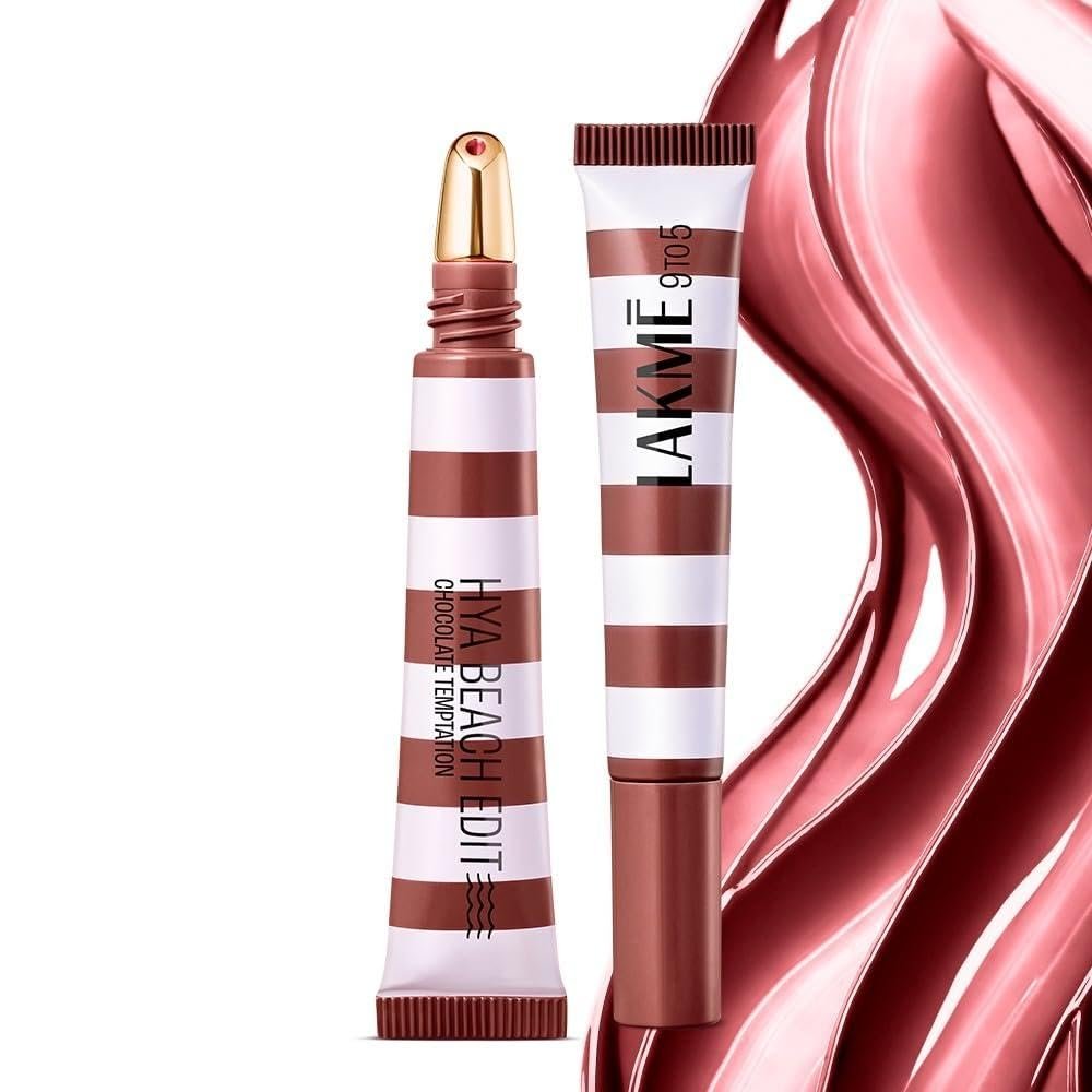 Lakme 9to5 Hya Beach Edit Lip Gloss Stain -1 Chocolate Temptation, Long Lasting Stain, For Soft and Nourished Lips, with Linoleic Acid & Hyaluronic Acid, SPF 15 | 10ml thumbnail