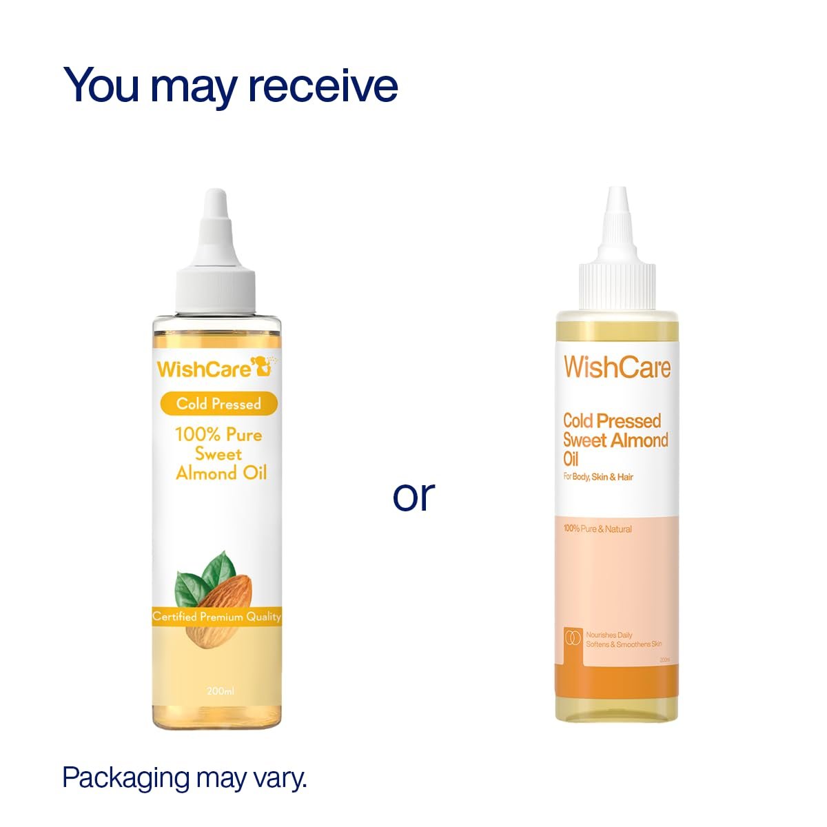 WishCare Pure Cold-Pressed Sweet Almond Oil | 100% Natural Almond Oil for Hair & Skin | Nourishes Hair & Moisturizes Skin for a Healthy, Radiant Look | 200ml thumbnail