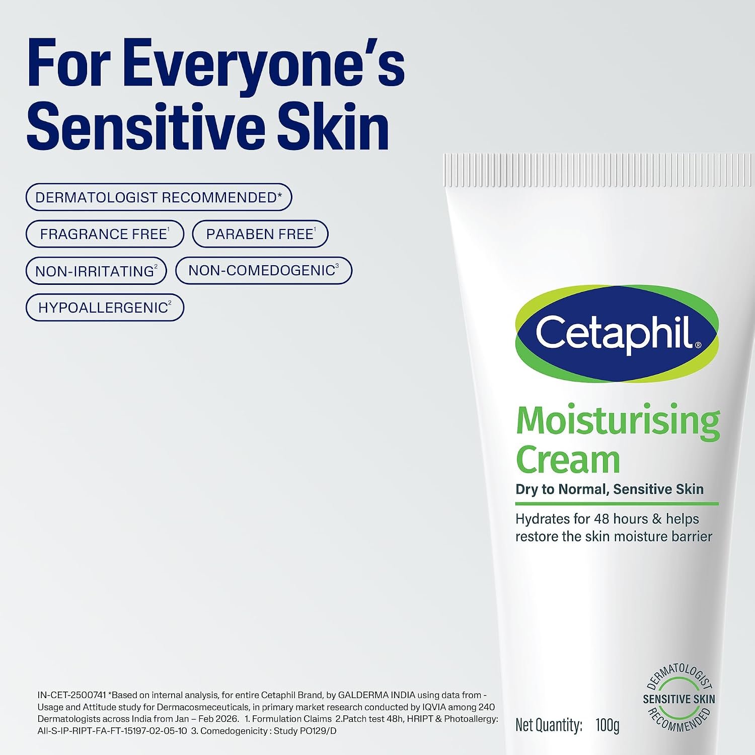 Cetaphil Moisturising Cream 100 g for Dry & Sensitive Skin | Rich Fragrance and Paraben Free Moisturiser, Prevents Moisture Loss & Repairs Skin Barrier | thumbnail