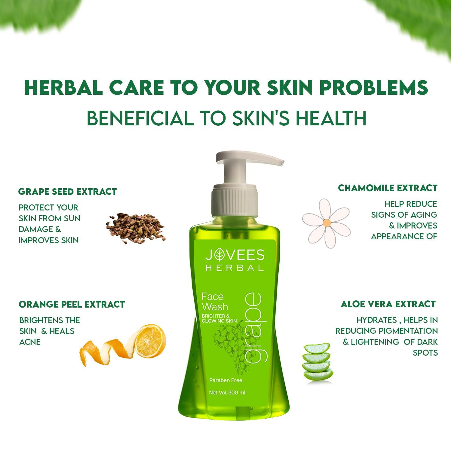 Jovees Herbal Grape Face Wash With Grape Seed & Orange Peel Extracts | For Brighter & Glowing Skin | Reduces Uneven Skin Tone & Fine Lines | For All Skin Types 300ml thumbnail