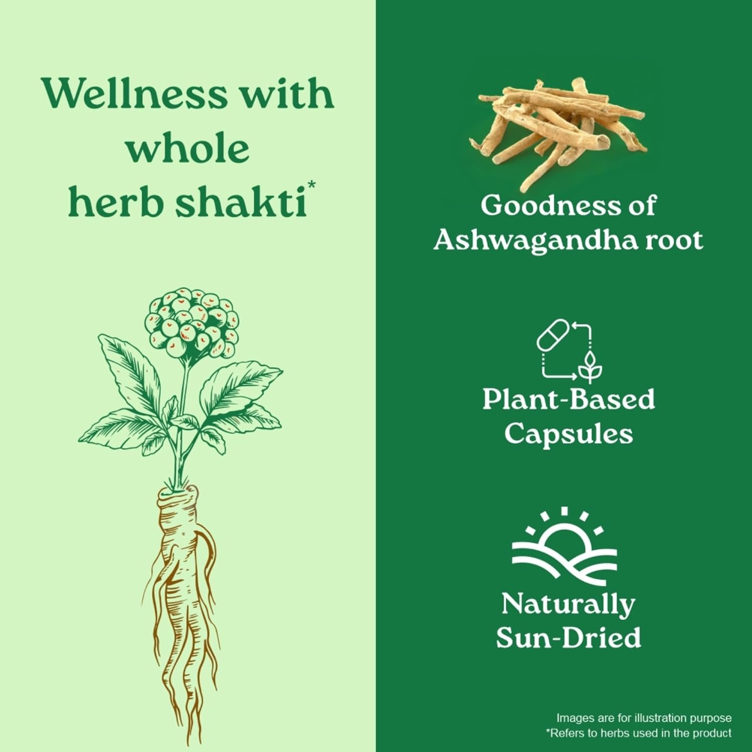 A TATA Product - Organic India Pure Ashwagandha Root Capsules - 60 Veg Caps (400mg), thumbnail
