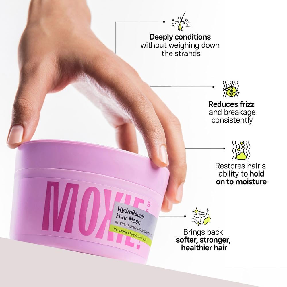 Moxie Beauty HydroRepair Hair Mask with Ceramides 200 ml Ceramide & Polyglutamic Acid Blend | Weekly Hair Mask | Deep Hydration, Smoothness & Moisture Retention thumbnail