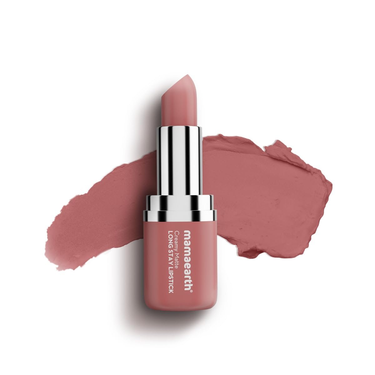 Mamaearth Creamy Matte Long Stay Lipstick with Murumuru Butter and Vitamin E for 8-Hour Long Stay 4.2g (Pillow nude)