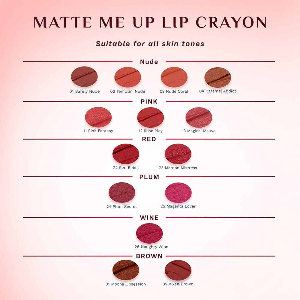 Pilgrim Long Lasting Crayon Lipstick | Intense Matte Finish | Waterproof & Lightweight | Highly Pigmented & Enriched With Ceramides & Mango Seed Oil (Plum Secret-24) thumbnail