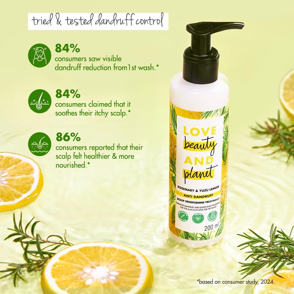 Love Beauty and Planet Rosemary & Yuzu Lemon Scalp Conditioning Treatment, Nourishing Scalp Care for a Refreshed and Healthy-Looking Scalp, 200ml thumbnail