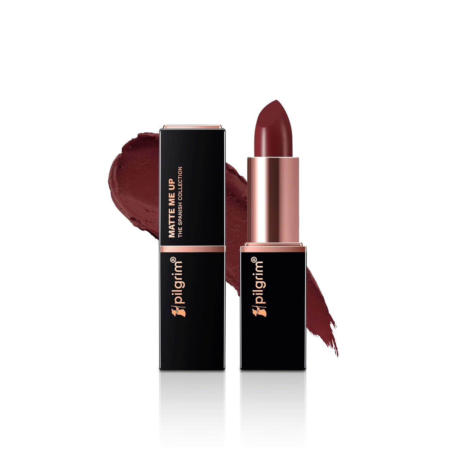 Pilgrim Matte Me Up Bullet Lipstick 4.2g | Creamy, Lightweight, Bold, Non Drying | SPF 30 | Enriched With Hyaluronic Acid & Spanish Squalane | Lipstick for dusky skin tone | Sultry Wine-26 thumbnail