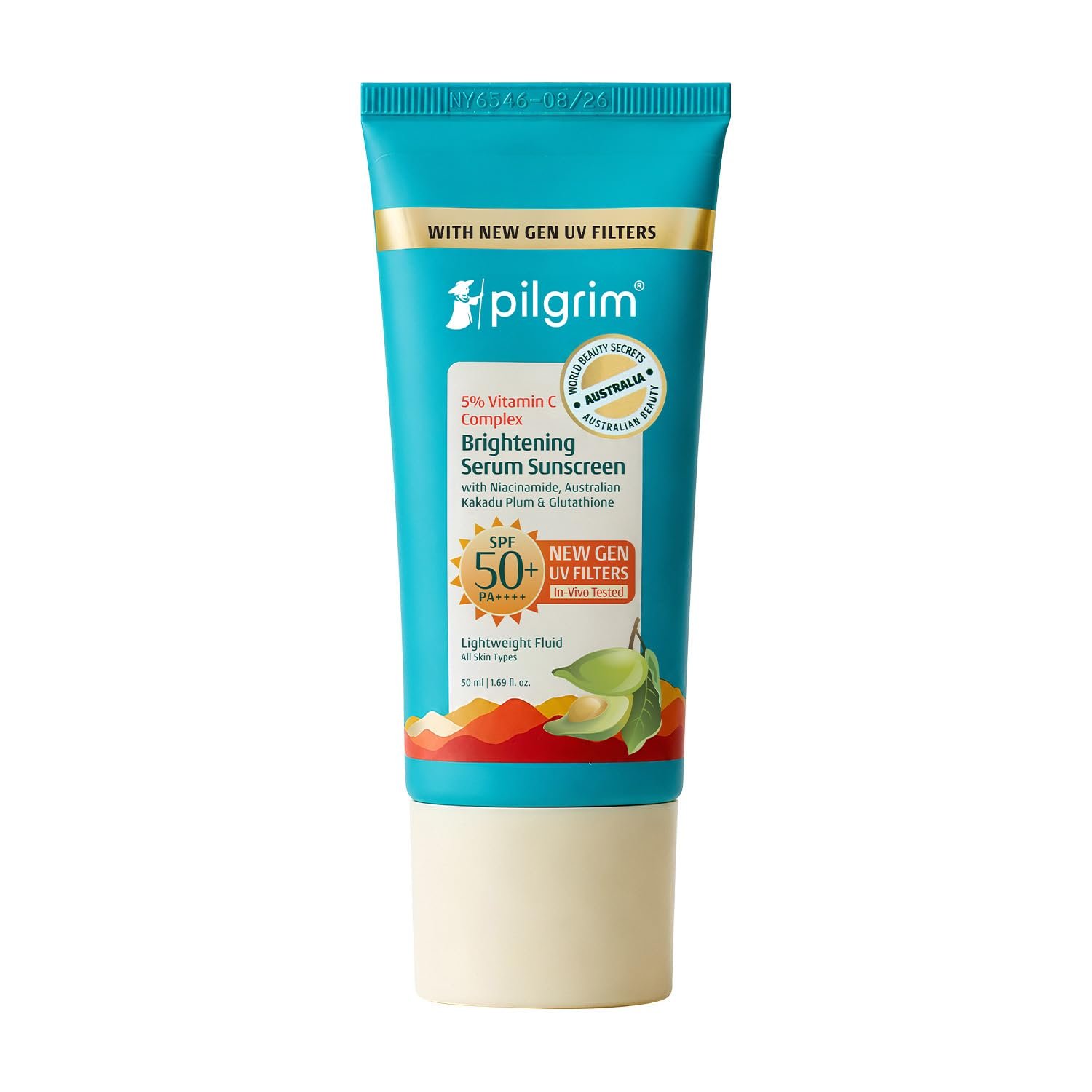 Pilgrim 5% Vitamin C Brightening Serum Sunscreen SPF 50+ PA++++ with Niacinamide & Glutathione | InVivo Tested New Gen UV Filters Broad Spectrum Sun Protection Gel | No White Cast - 50 ml thumbnail