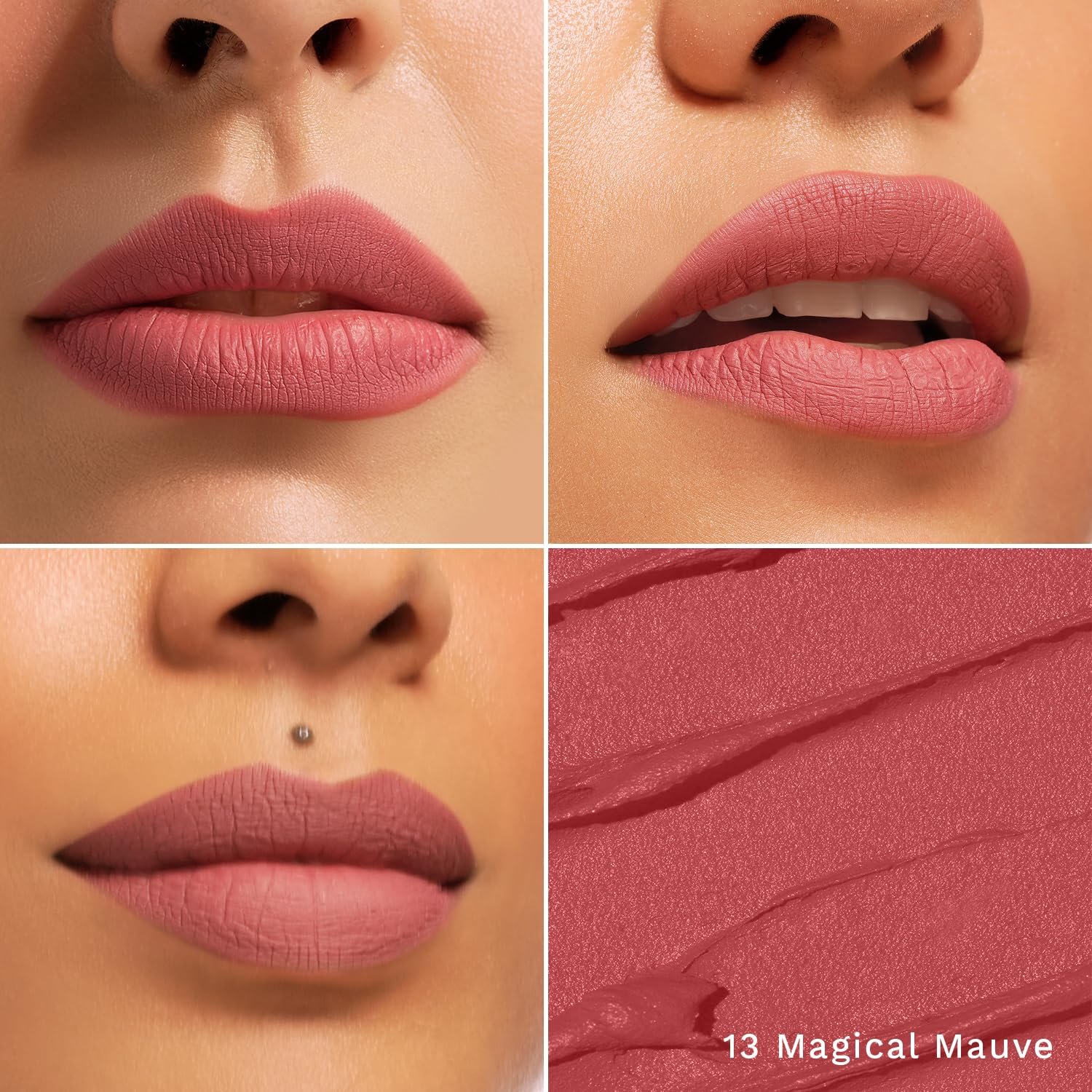 Pilgrim Long Lasting Crayon Lipstick | Intense Matte Finish | Waterproof & Lightweight | Highly Pigmented & Enriched With Ceramides & Mango Seed Oil (Magical Mauve-13) thumbnail
