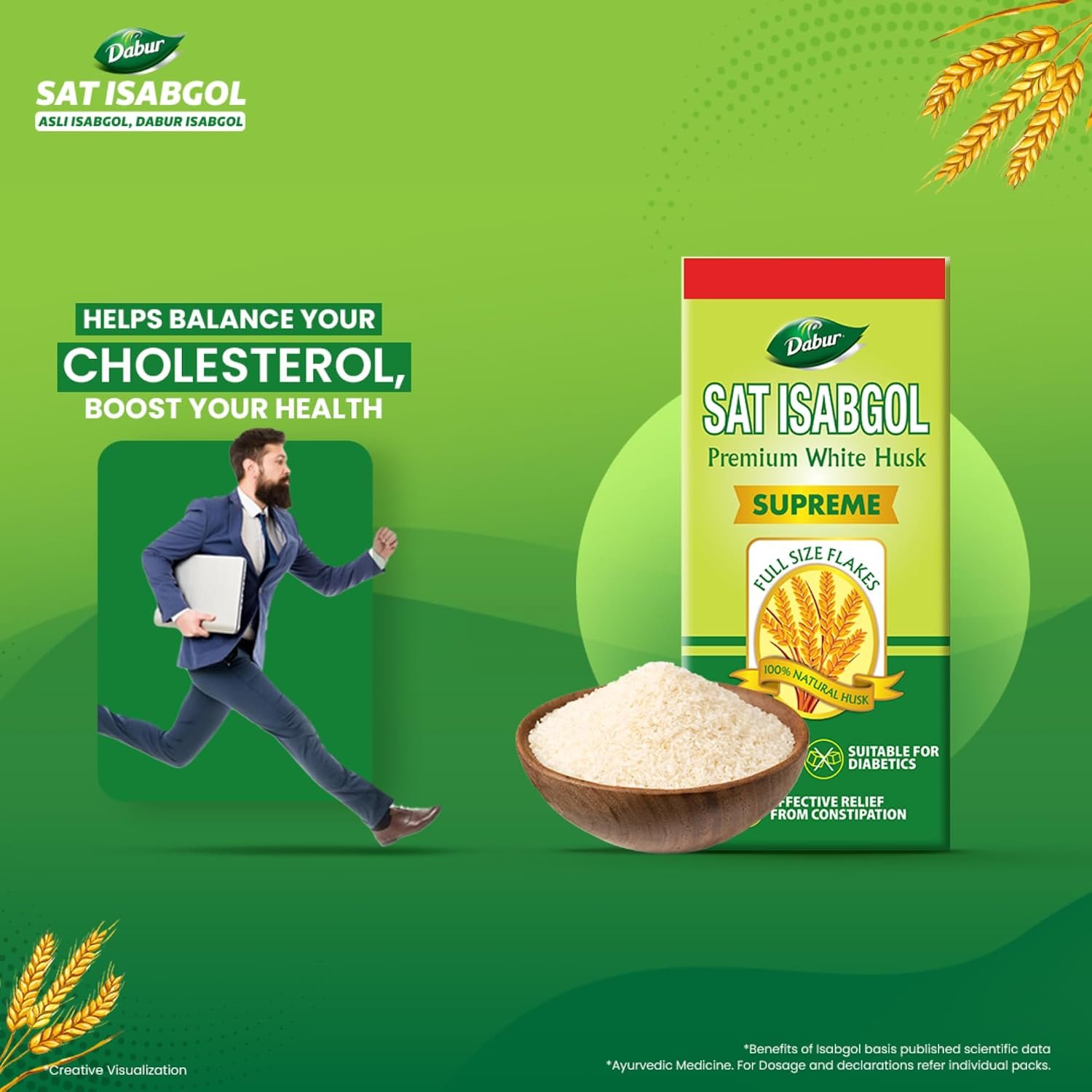 Dabur Sat Isabgol (Psyllium Husk) - 180g | Rich in Fiber | Provides Effective Relief from Constipation & Bloating | Promotes Bowel Health | Non-Habit Forming | 100% Ayurvedic thumbnail