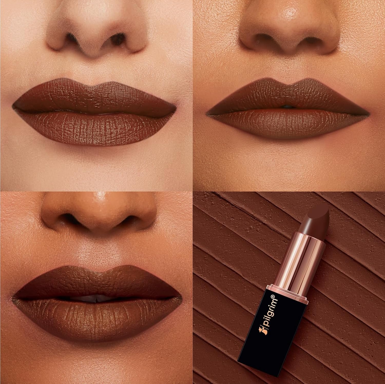 Pilgrim Matte Me Up Bullet Lipstick 4.2g | Creamy, Lightweight, Bold, Non Drying | SPF 30 | Enriched With Hyaluronic Acid & Spanish Squalane | Chocolate Tease -32 thumbnail