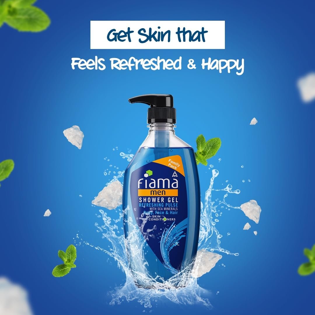 Fiama Men Refreshing Pulse Shower Gel | Body Wash with Skin Conditioners for Refreshed, Clean & Smooth-Feeling Skin | Refreshing Daily Cleansing | 750ml thumbnail