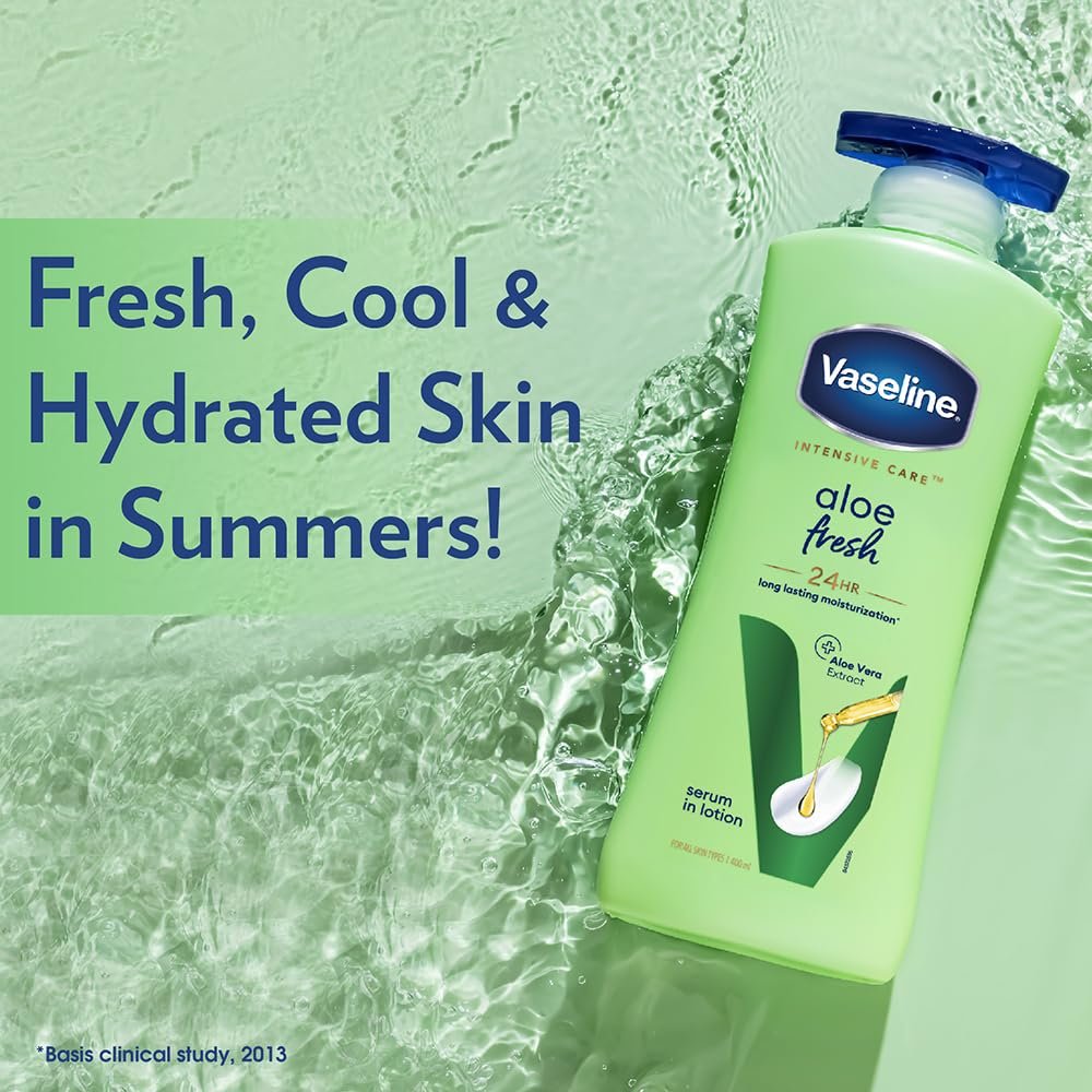 Vaseline Aloe Fresh Body Lotion,24 HR Long Lasting Moisturisation with Aloe Vera extract and Menthol 400ml thumbnail