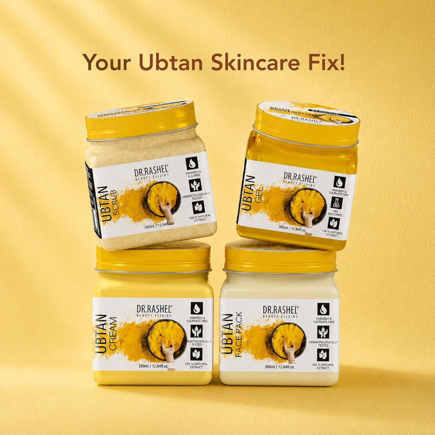 DR.RASHEL Beauty Elixirs Ubtan Scrub For Face & Body With Haldi, Chandan & Kesar Skin Brightening Tan & Dead Skin Removal Deep Exfoliation (380ml) thumbnail