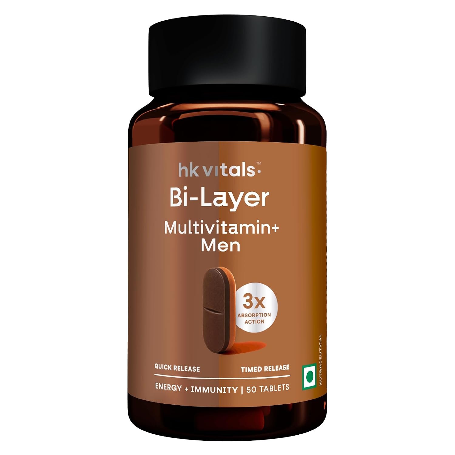 hk vitals Bi-Layer Multivitamin Plus Men, 50 Tablets Daily Multivitamin | Supports Heart, Bone & Muscle Health