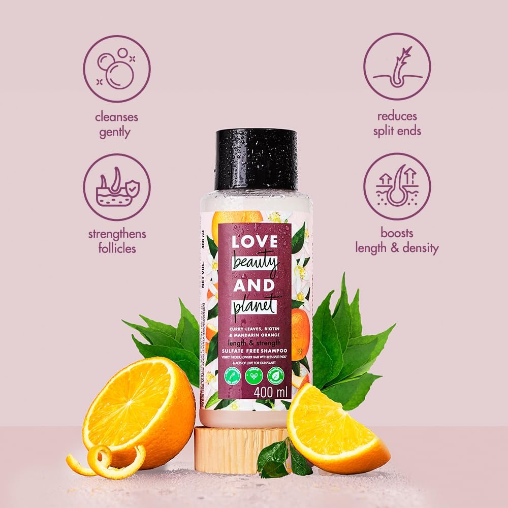 Love Beauty & Planet Curry Leaves| Biotin & Mandarin Paraben & Sulfate Free Shampoo for Long & Strong Hair| 200ml thumbnail