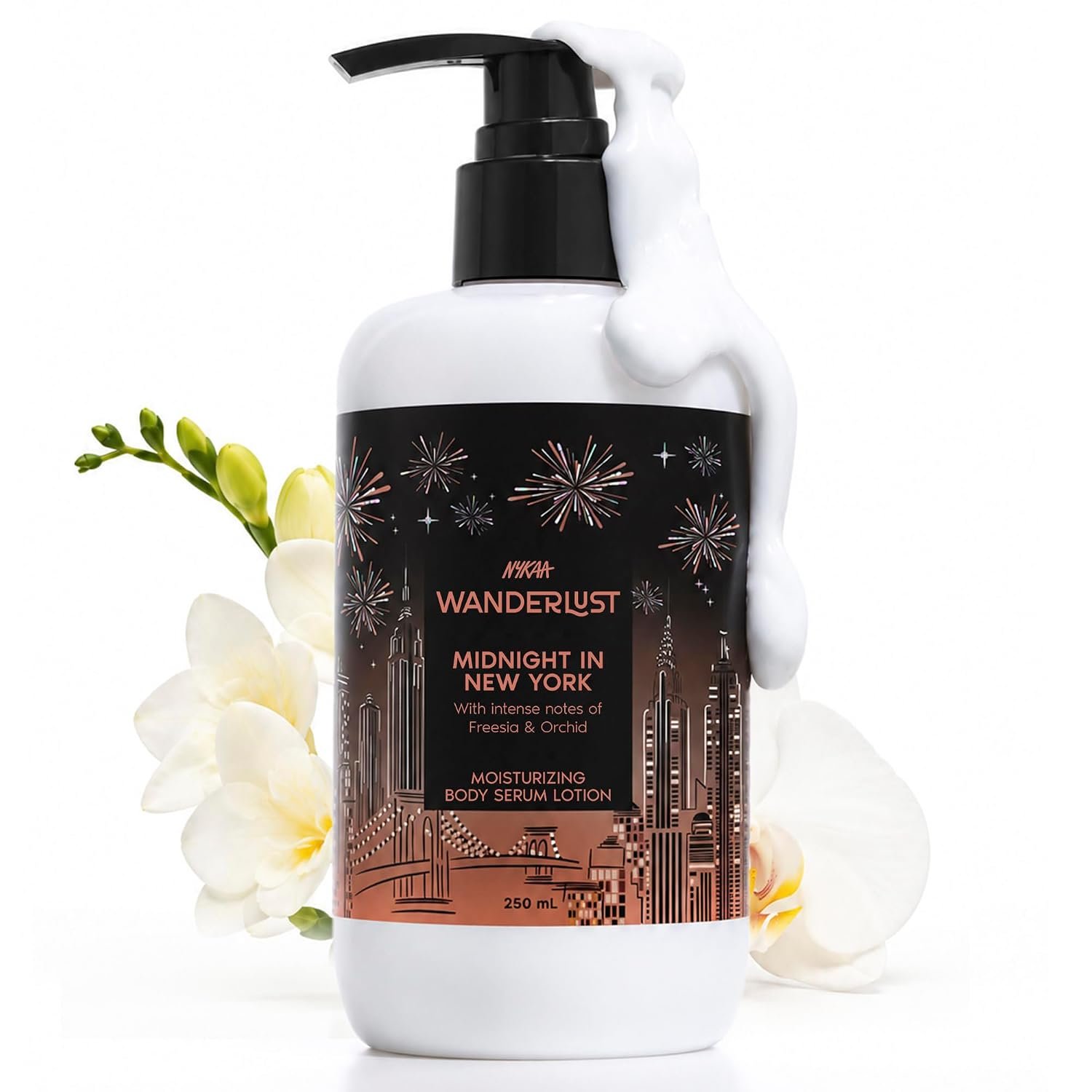 Nykaa Wanderlust Midnight in New York Moisturising Body Lotion, 250 ml |Orchid & Musk | Lightweight, Long-Lasting Moisturisation| Vegan, Paraben-Free I Suitable for All Skin Types