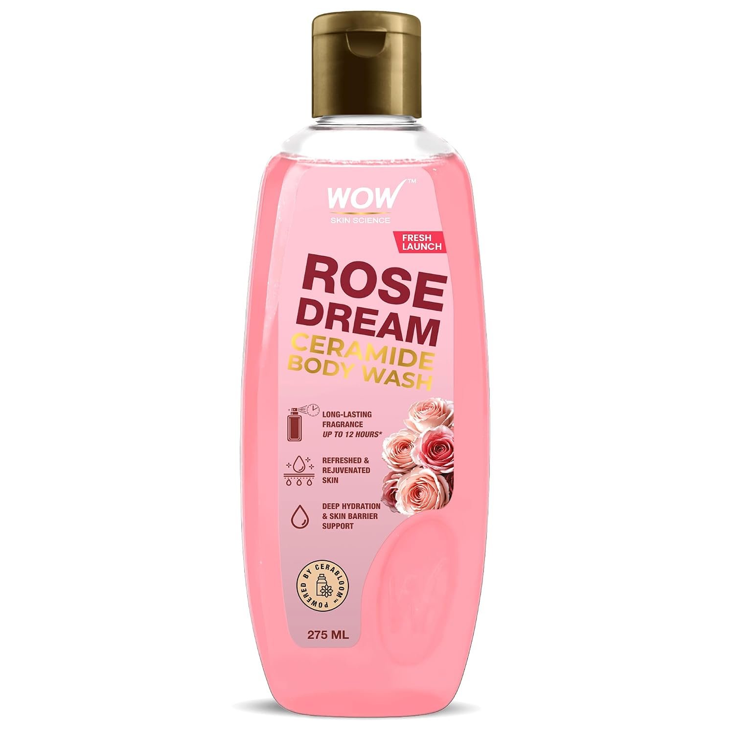 WOW Skin Science Rose Dream� Ceramide Body Wash | Ceramide for Deep Hydration & Skin Barrier Support | Himalayan Rose for a Petal-Soft Feel | Up To 12-Hour Long-Lasting Freshness | 275ml