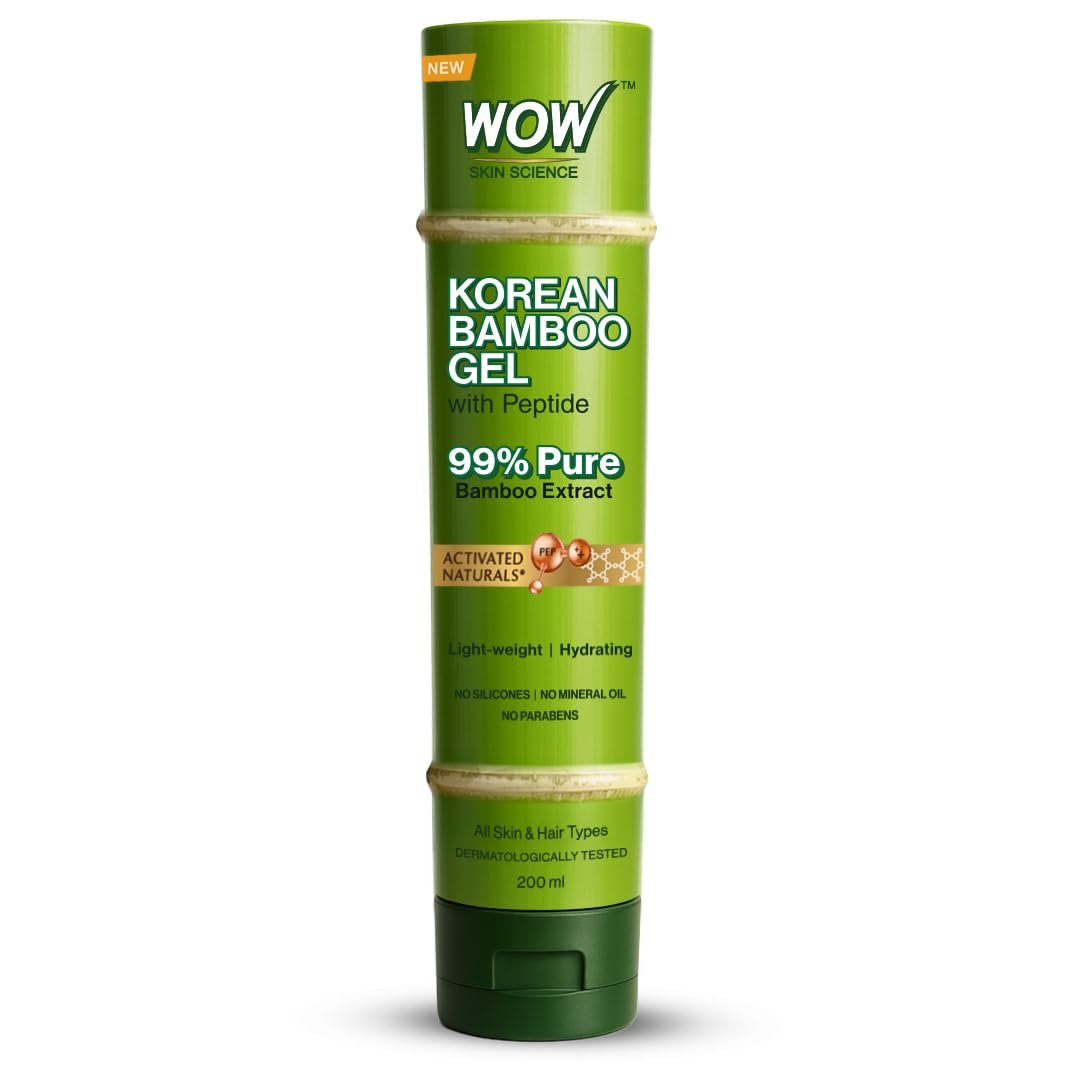 WOW Skin Science Korean Bamboo Gel with Peptide | 99% Pure Bamboo Extract | Lightweight Hydration for Skin & Hair 200ml