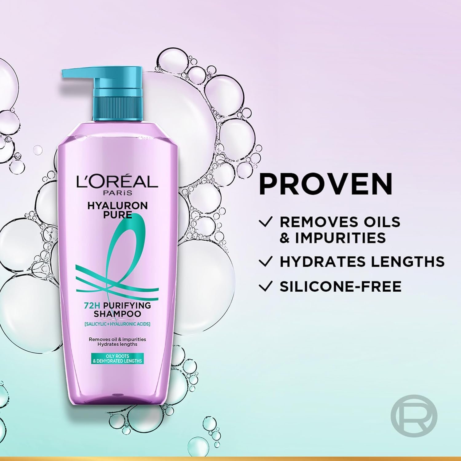 L'Oreal Paris Hyaluron Pure Purifying Shampoo - Oily/Dry Hair, 800ml thumbnail