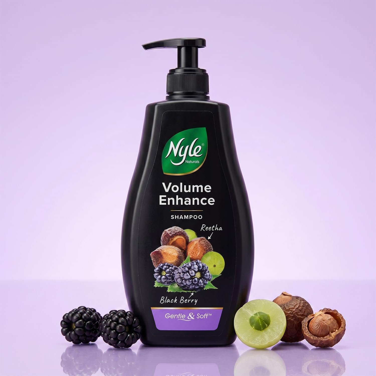 Nyle Naturals Volume Enhance Shampoo with Blackberry & Amla | Volumizing Hair Cleanser for Fuller-Looking, Soft & Manageable Hair | 800ml thumbnail