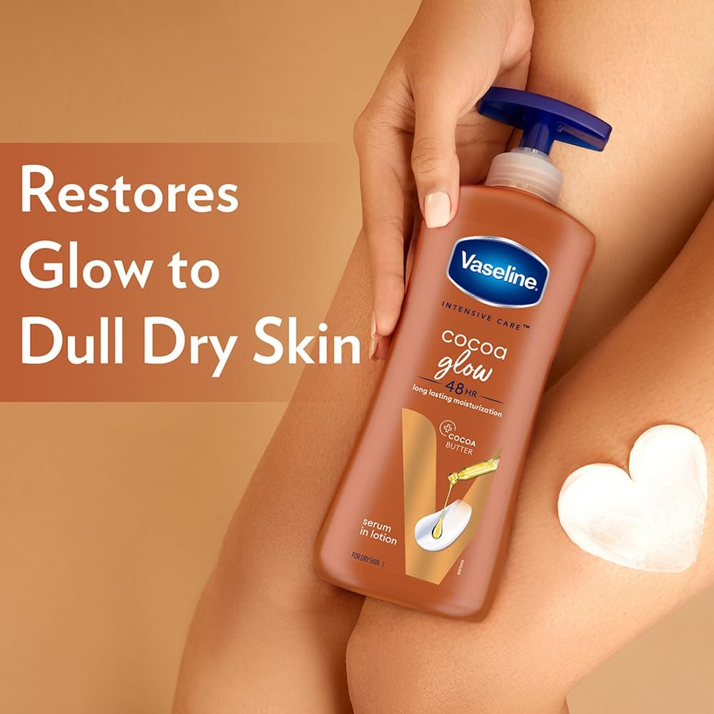 Vaseline Cocoa Glow Serum In Lotion, 600 ml | 100% Pure Cocoa & Shea Butter for Glowing & Soft Skin thumbnail