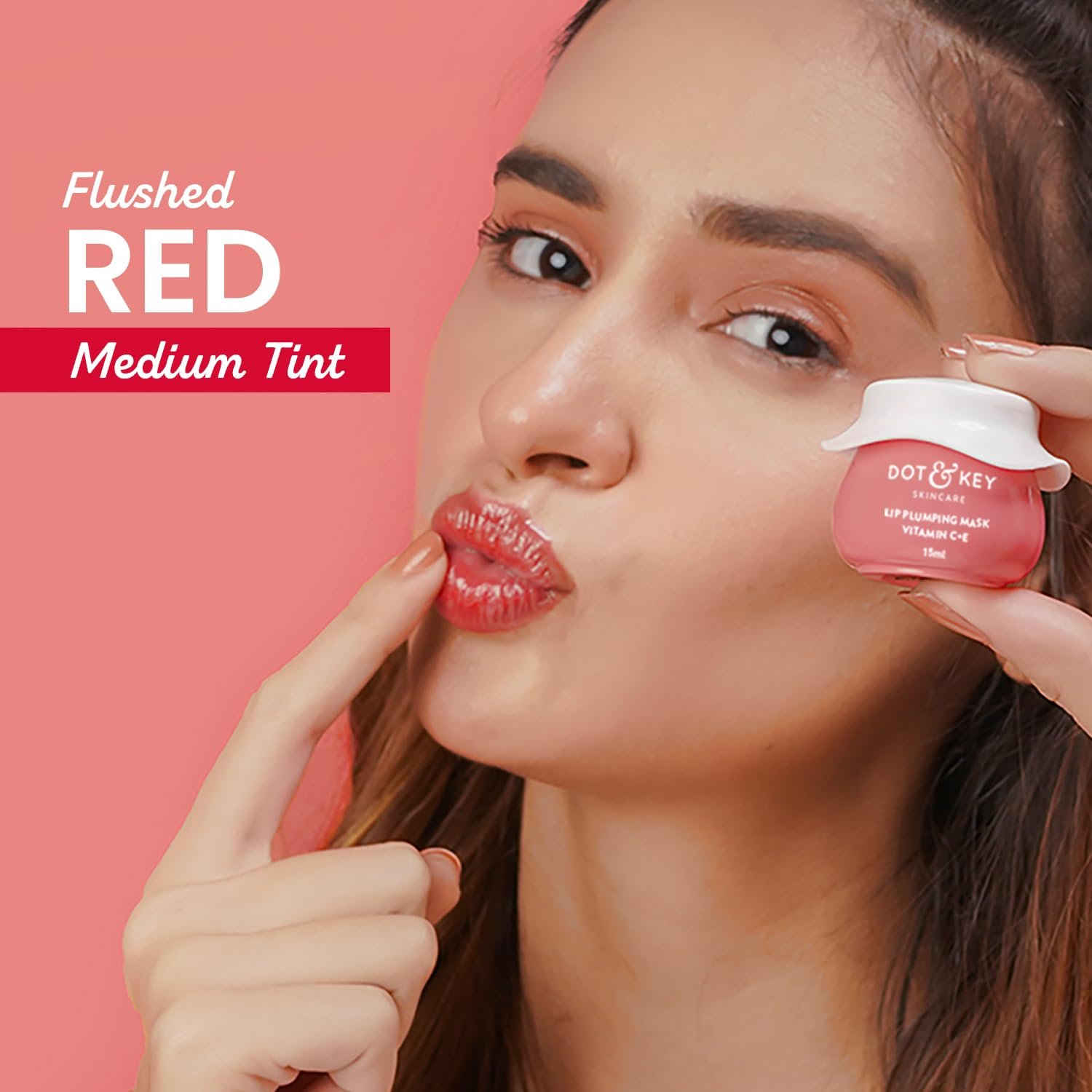 DOT & KEY Lip Plumping Mask With Shea Butter & Vitamin C + E For Naturally Glowing Lips | Smoothes Flaky & Dry Lips | LipMask For Soft,Smooth & Plump | (Lingonberry) |15Ml thumbnail