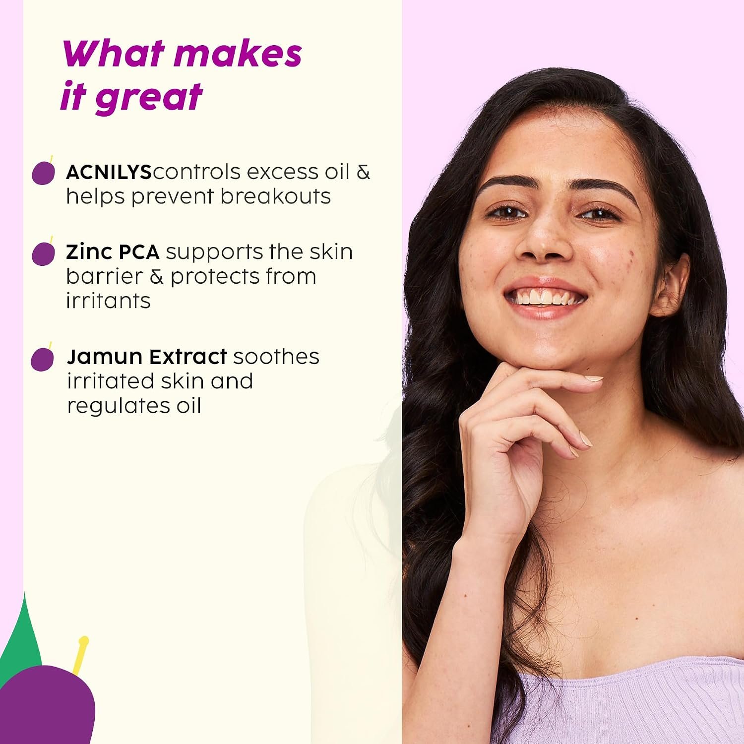 Plix Jamun Oil-Balancing Sunscreen With SPF 50 | ACNILYS, Niacinamide & Zinc PCA | Lightweight & Non-Greasy | Everyday Sun Protection | Oily & Acne-Prone Skin thumbnail