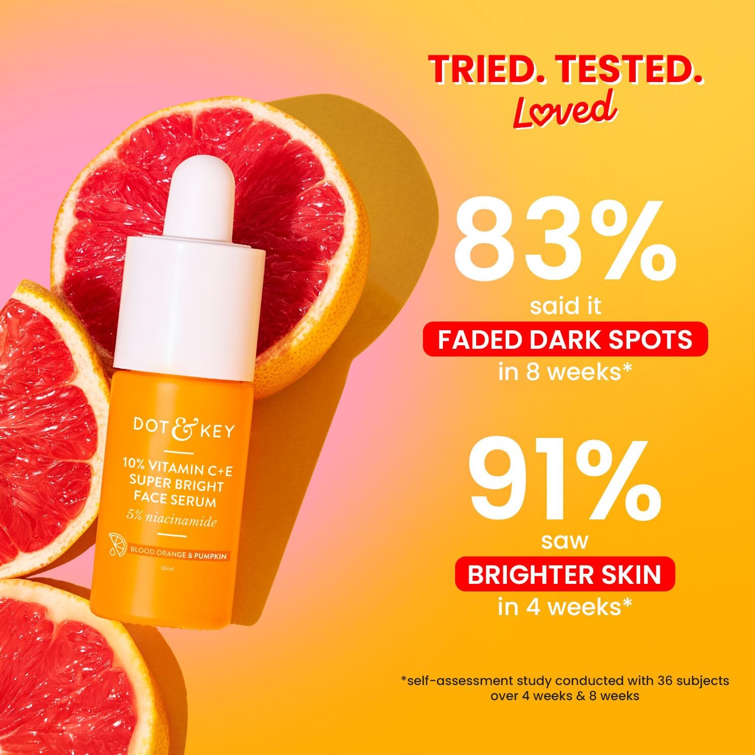 DOT & KEY 10% Vitamin C + E Serum with 5% Niacinamide,for Glowing Skin,Fades Dark Spots & Hyperpigmentation,Infused with Blood Orange & Pumpkin,Targets Dull & Uneven Skin 20ml thumbnail