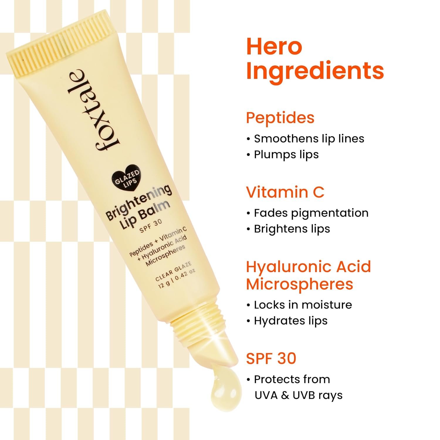 Foxtale SPF 30 Brightening Lip Balm for Dark Lips with Peptides & Vitamin C | Brightens | Hydrates | Tinted Lip Balm - Clear Glaze 12gm thumbnail